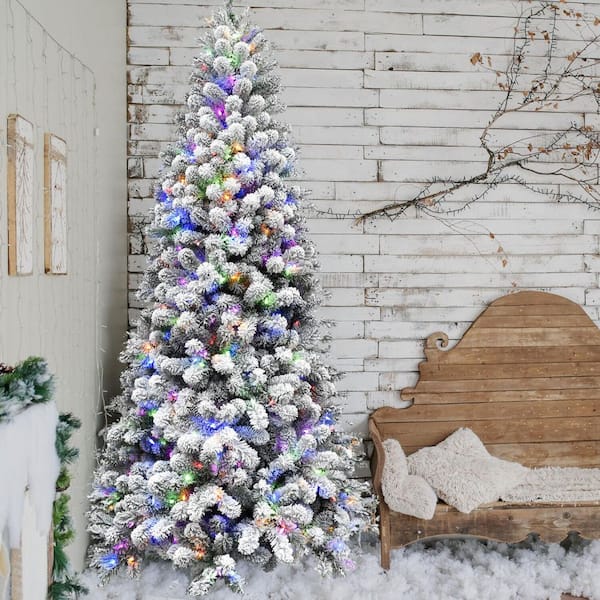 Fraser Hill Farm 9 ft. Pre-Lit Flocked Akaskan Pine Artificial