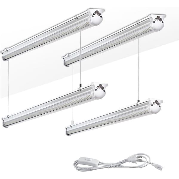 4 ft. 50-Watt Equivalent Linkable T8 LED White Shop Light, 7500 Lumen 6000K Super Bright Hanging/Surface Mount, 4-Pack