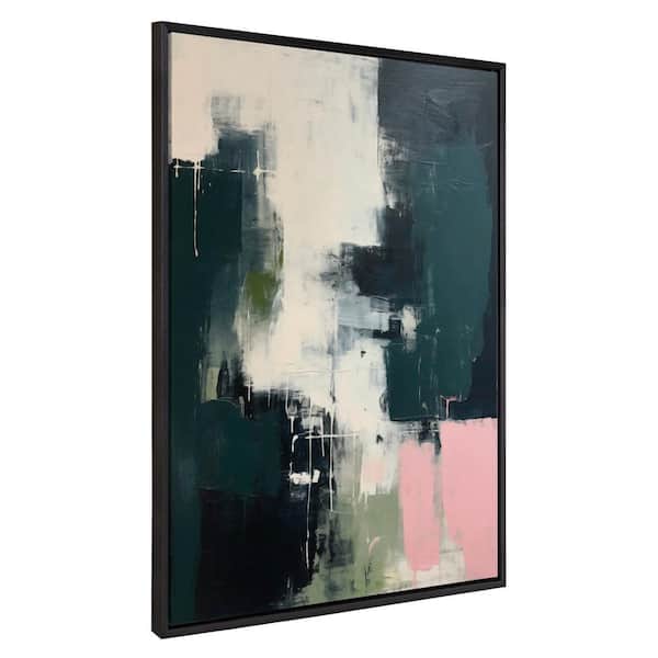 Kate and Laurel Sylvie Emerald Blush Framed Canvas by Amy Lighthall Set of 1 Abstract Art Print 31.49 in. x 42.00 in.