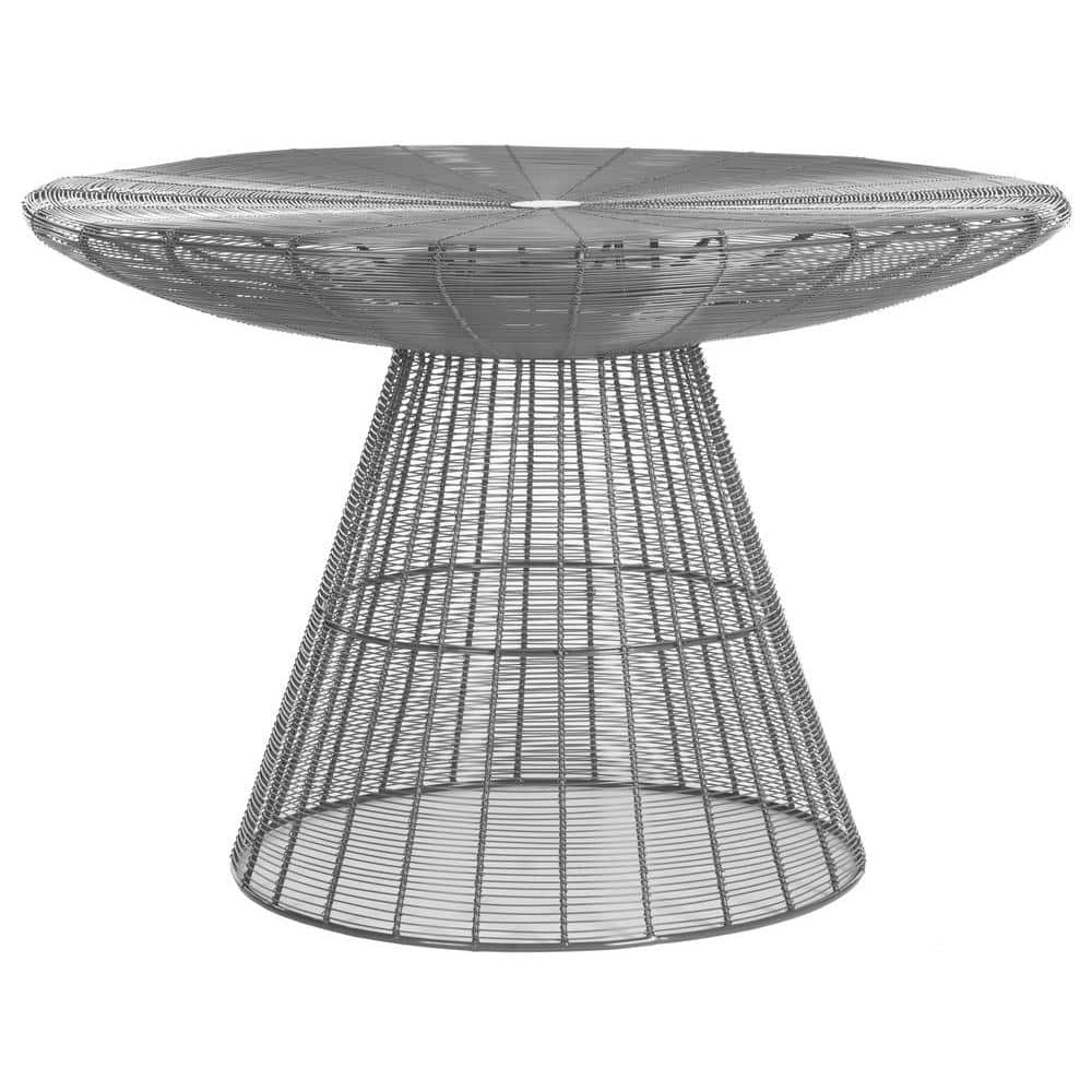 Transitional Round Grey Metal Coffee Table 29"