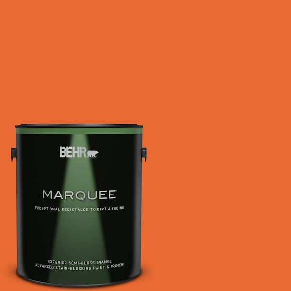 BEHR MARQUEE 1 gal. #220B-7 Electric Orange Semi-Gloss Enamel Exterior Paint & Primer