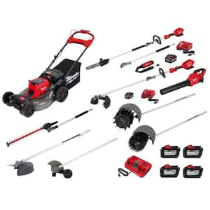 M18 FUEL 18V Mower, String Trimmer, Blower, Pole Saw, (6) QUIK-LOK Attachments, (4) 12.0 & (2) 8.0 Battery, (3) Charger