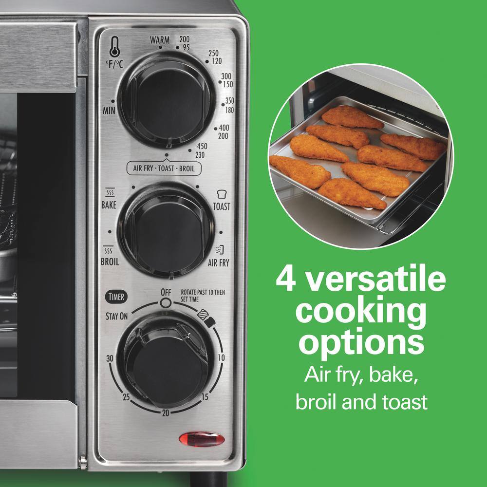 Stainless Steel 4-Slice Air Fryer Toaster Oven with Auto Shutoff