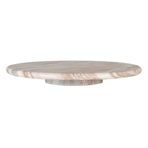 Pietra 14 in. Forest Brown Marble Lazy Susan