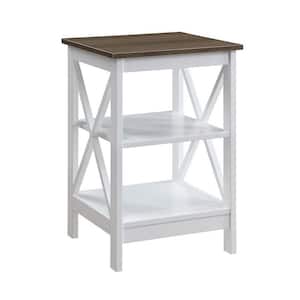 Oxford 15.75 in. Driftwood/White Standard Square MDF End Table with Shelves