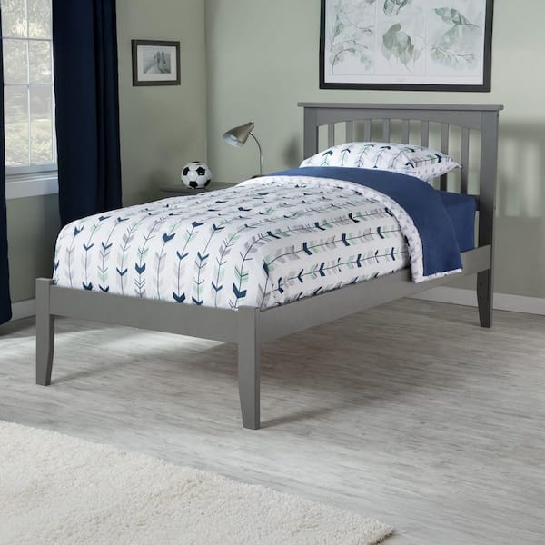 AFI Mission Twin Platform Bed with Open Foot Board in Grey