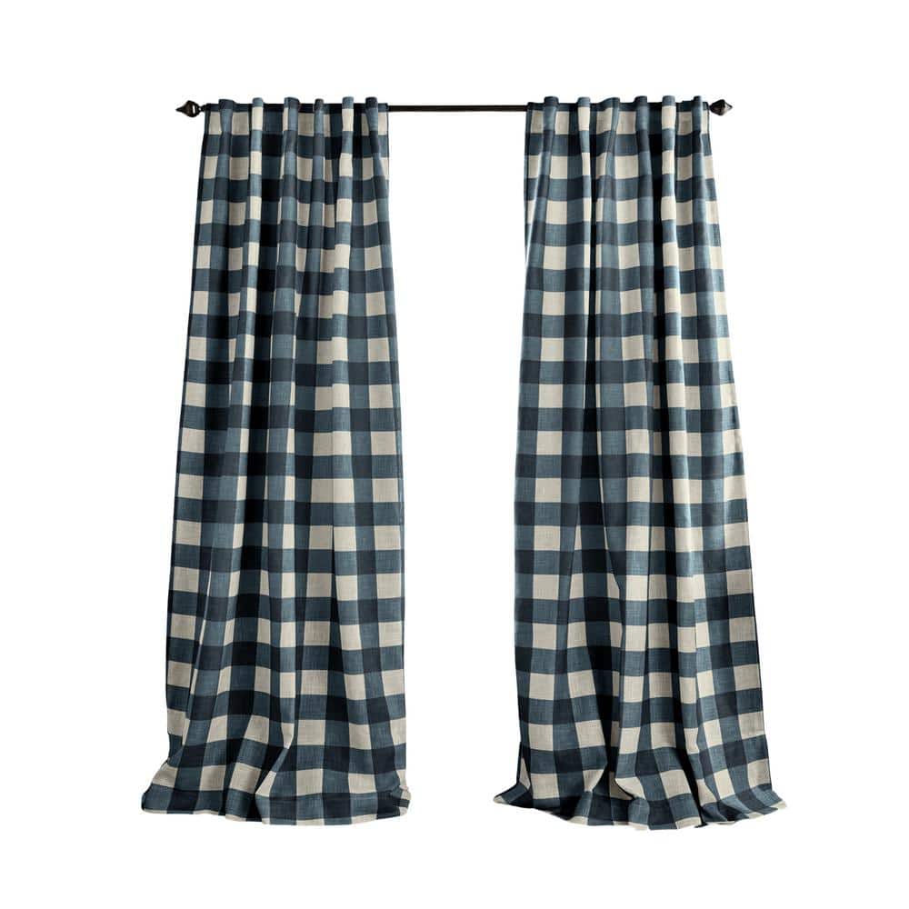 Grainger Gray Linen Blend Blackout Window Curtain Panel 52"x95"