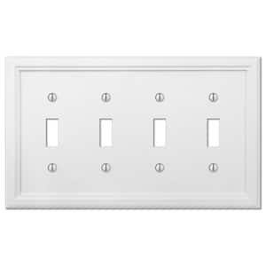 Elly 4 Gang Toggle Composite Wall Plate - White