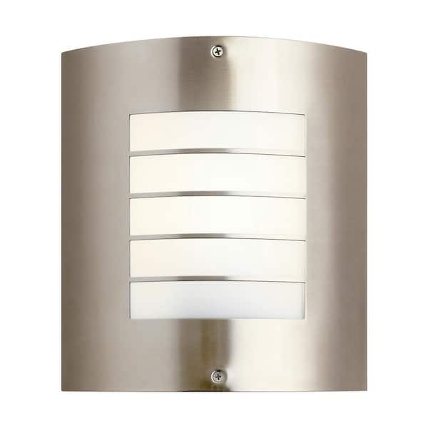 Newport 10.25 in. 1-Light Brushed Nickel Outdoor Hardwired Wall Lantern Sconce with No Bulbs Included (1-Pack)