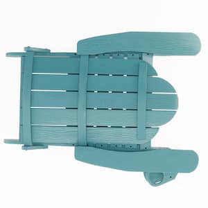 Phillida Lake Blue Recycled Poly HIPS Plastic Weather Resistant Reclining Outdoor Adirondack Chair Patio Fire Pit Chair