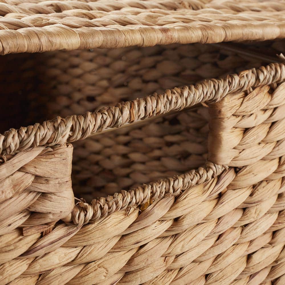 Natural Water Hyacinth Rolling Filing Cabinet with Lid