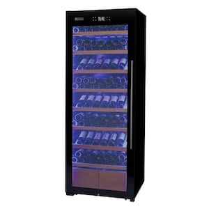 248-Bottle Single Zone Wine Cellar Cooling Unit with Left Hinge Black Glass Door and Display Shelving