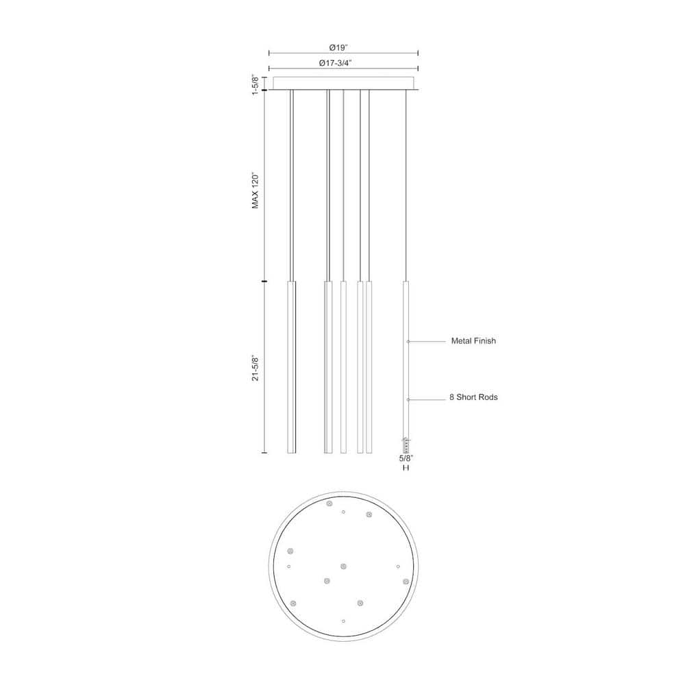 White Aluminum LED Cluster Pendant Light, 21.63" Tall
