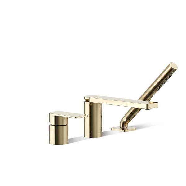 KOHLER Parallel Single-Handle Wall Mount Roman Tub Faucet in Vibrant French Gold