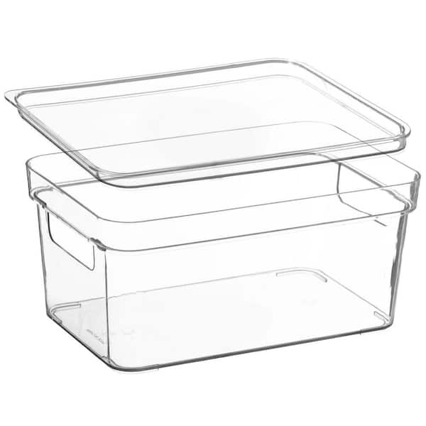 Clear Storage Container with Lid For Kitchen Pantry & Fridge, Small, 4.75 in, H x 10.25 in. W x 6.5 in D