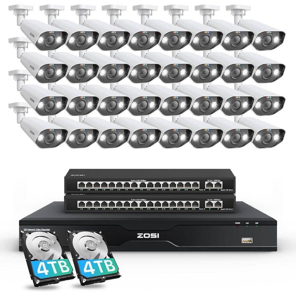 4K UHD 32-Channel 8TB POE NVR Home Security Camera System with 32 Wired 8MP Outdoor Bullet IP Surveillance Cameras price history on PriceWatchPro