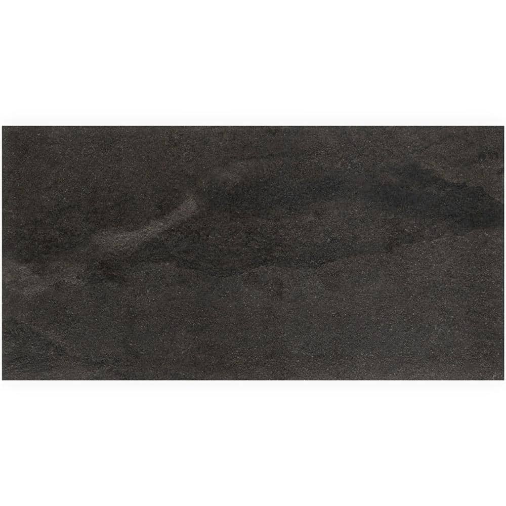 Dominion Charcoal Black 4 in. x 0.35 in. Matte Limestone Look Porcelain Floor and Wall Tile Sample -  Ivy Hill Tile, EXT3RD108247