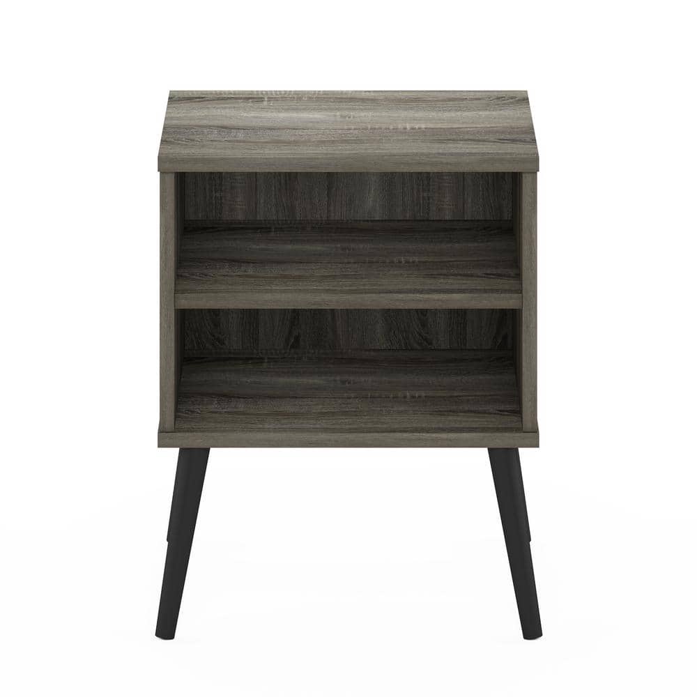 French Oak Grey Mid Century Wood End Table