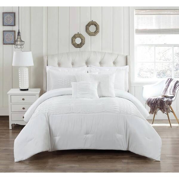 Kensie Geonna 6-Piece White Full/Queen Comforter Set