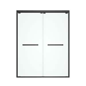 60 in. W x 76 in. H Fixed Framed Shower Door in Black Finish with Clear Glass