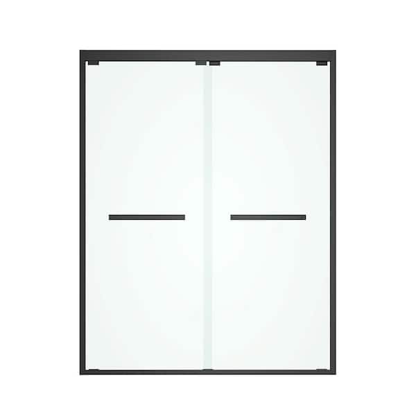 ES-DIY 60 in. W x 76 in. H Fixed Framed Shower Door in Black Finish with Clear Glass