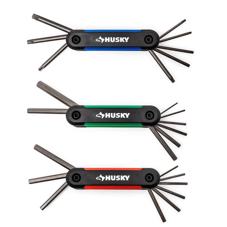 Husky SAE/Metric Folding Hex Key Set With Bonus Torx Set (3-Piece)