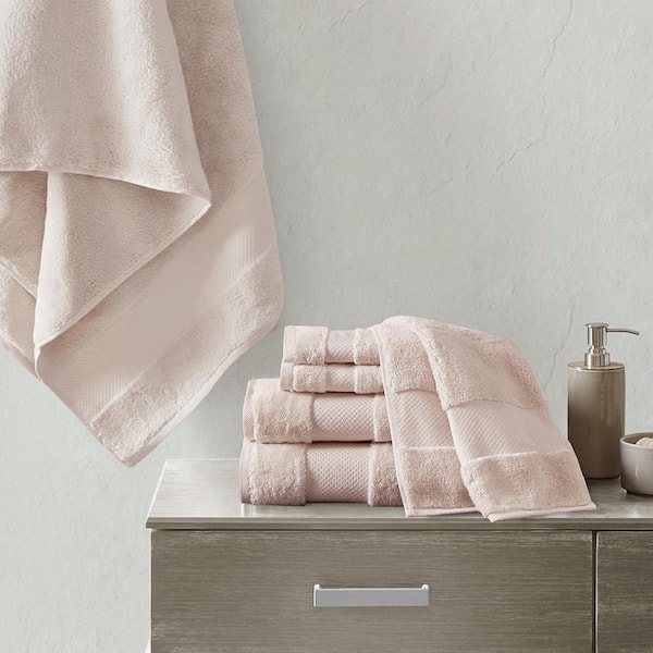 Unbranded Luxury Soft 6-Piece Blush Premium 100% Cotton Bath Towel Set, Oeko-Tex Certified, Machine Washable, Highly Absorbent