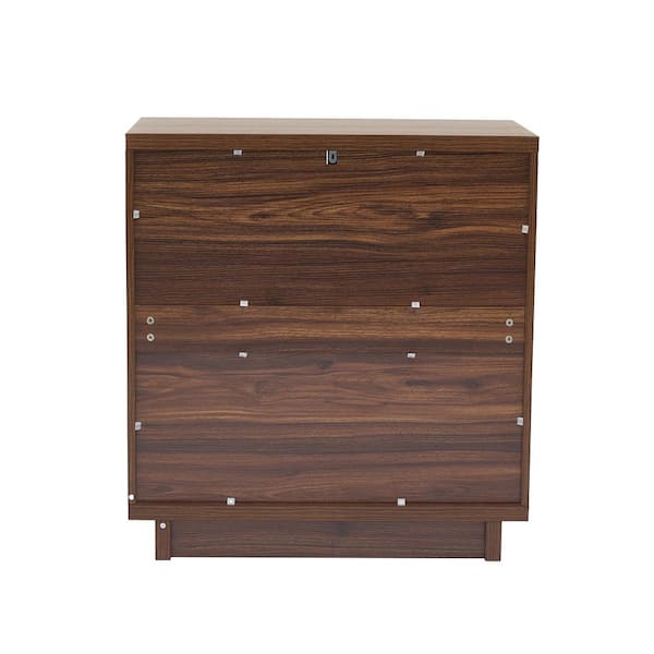 Uixe Espresso 31.7 in. H 2 Rattan Doors Accent Storage Cabinet