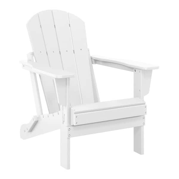 WESTIN OUTDOOR Laguna Fade Resistant Outdoor Patio HDPE Poly Plastic Classic Folding Adirondack Lawn Chair in White
