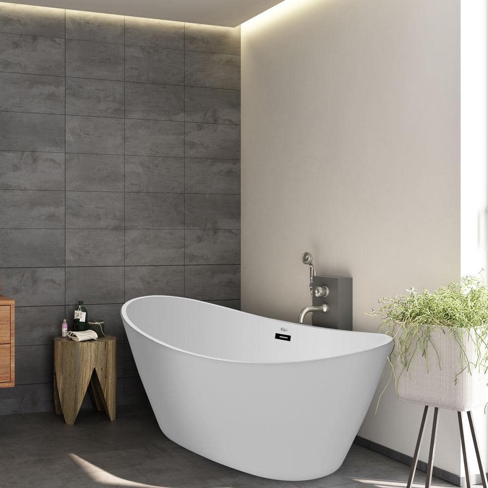Empava 59'' White Acrylic Freestanding Oval Soaking Tub