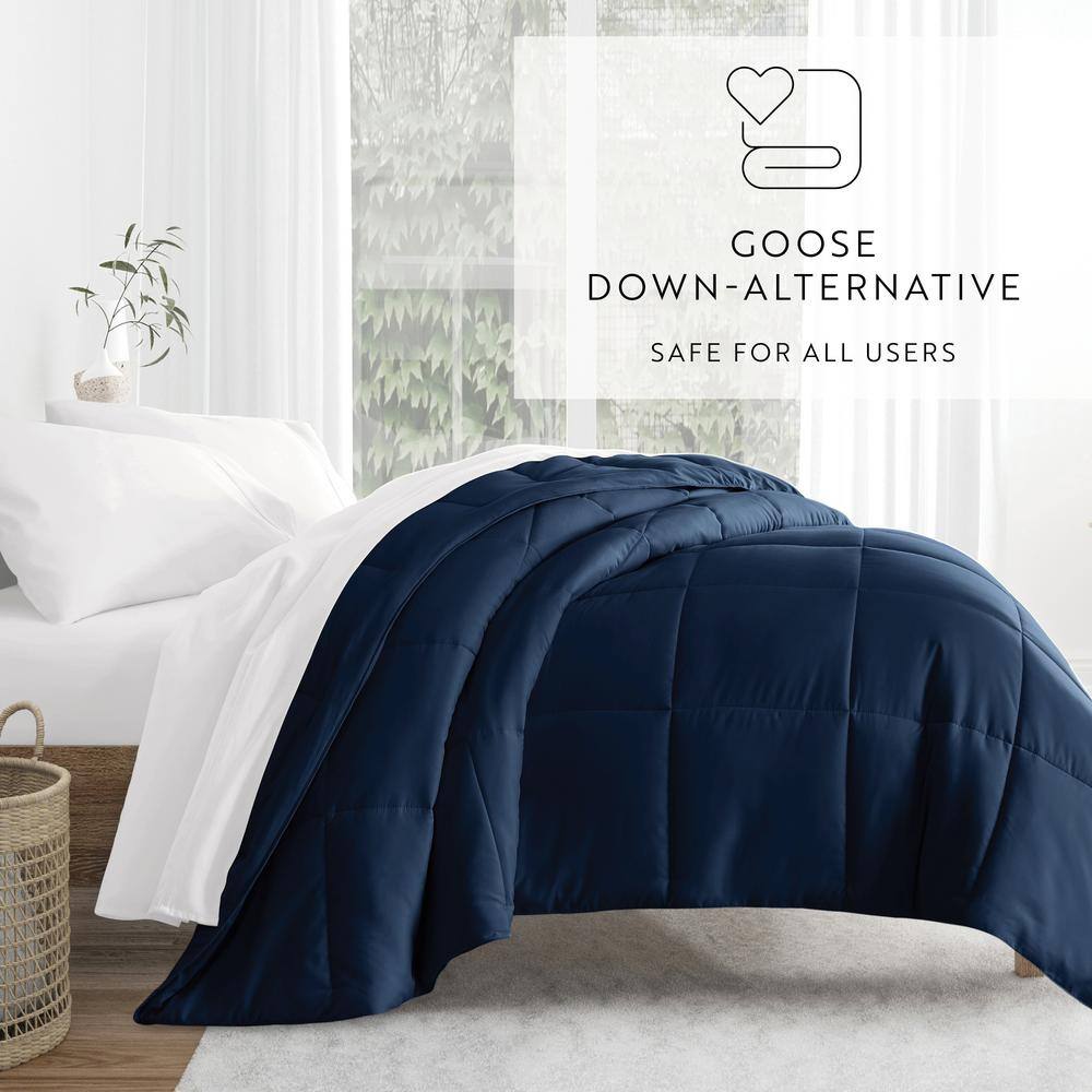 Navy King Reversible Down Alternative Microfiber Comforter Set
