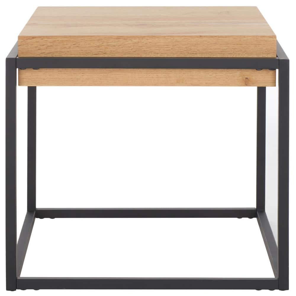 Edgefield 21.3 in. Natural/Black Square Wood End Table