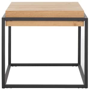 Edgefield 21.3 in. Natural/Black Square Wood End Table