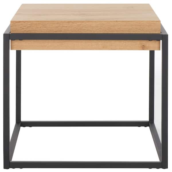 Edgefield 21.3 in. Natural/Black Square Wood End Table