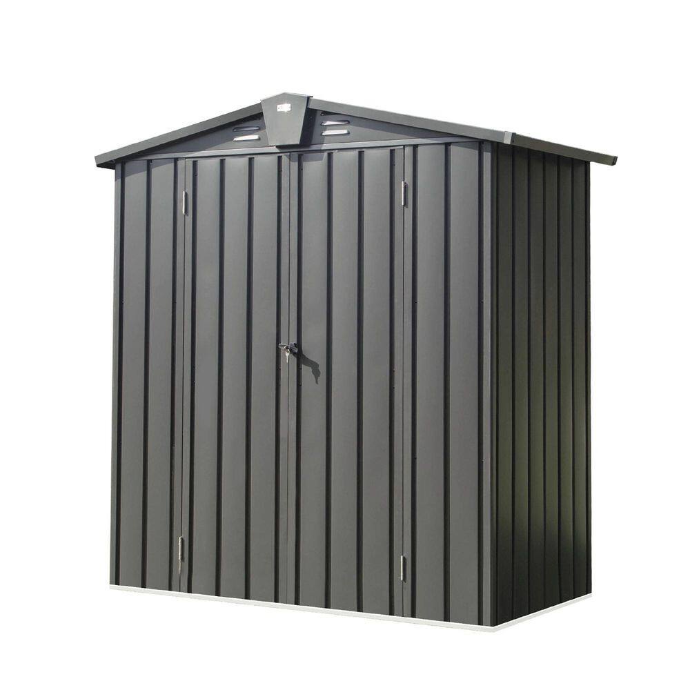 Hot Seller Gray 5.7 ft. W x 3 ft. D Outdoor Metal Storage Shed with Lockable Double Doors and Gable Roof (17.1 sq. ft. ) price history on PriceWatchPro