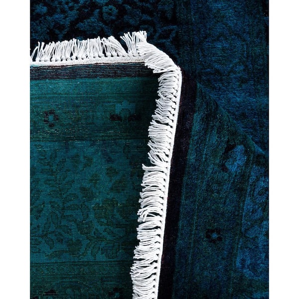 Overdyed Blue 6 ft. x 9 ft. Solid Wool Indoor Area Rug