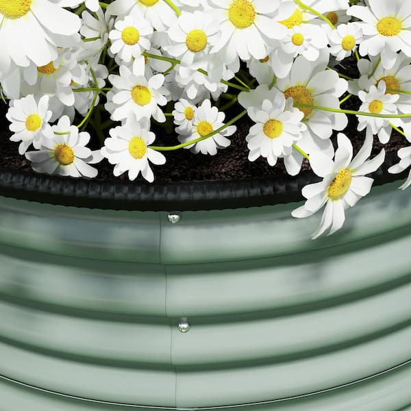 Outsunny - Galvanized Steel Raised Garden Bed, Set of 2 Planter Box with Safety Edging, Easy-to-assemble, Light Green
