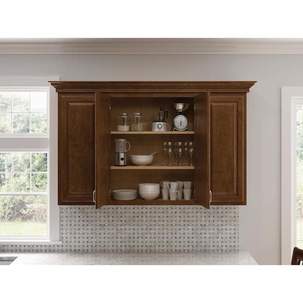 Hampton Bay Hampton Assembled 18x30x12 in. Wall Flex Kitchen Cabinet with Shelves and Dividers in Cognac Red
