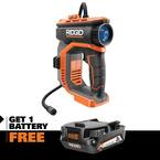 RIDGID 18V Lithium-Ion Cordless Higher Pressure Inflator + RIDGID 18V 2.0 Ah Lithium-Ion Battery