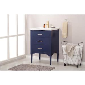 Mason 24 in. W x 18 in. D Bath Vanity in Blue with Porcelain Vanity Top in White with White Basin