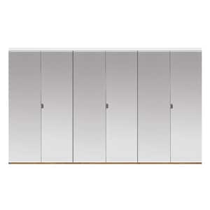 78 in. x 80 in. Beveled Edge Mirror Solid Core MDF Interior Closet Bi-Fold Door with White Trim
