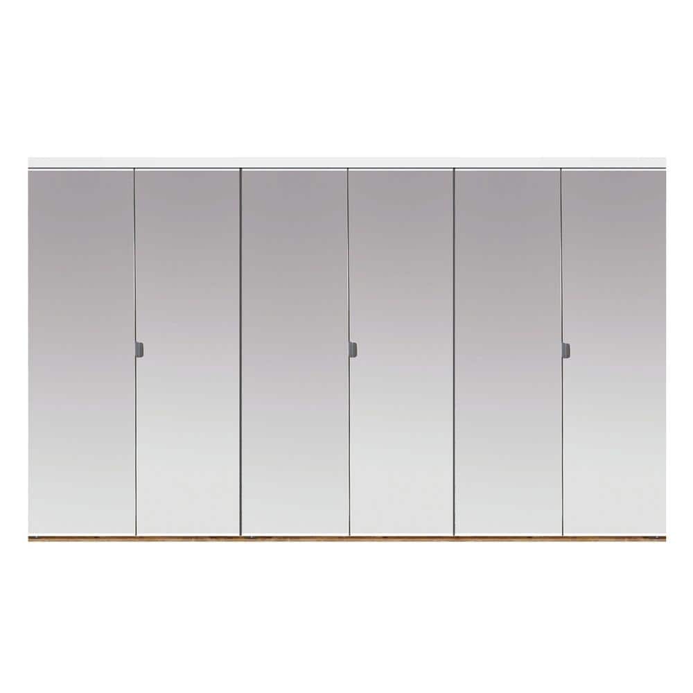 84 in. x 84 in. Beveled Edge Mirror Solid Core MDF Interior Closet Bi-Fold Door with White Trim price history on PriceWatchPro