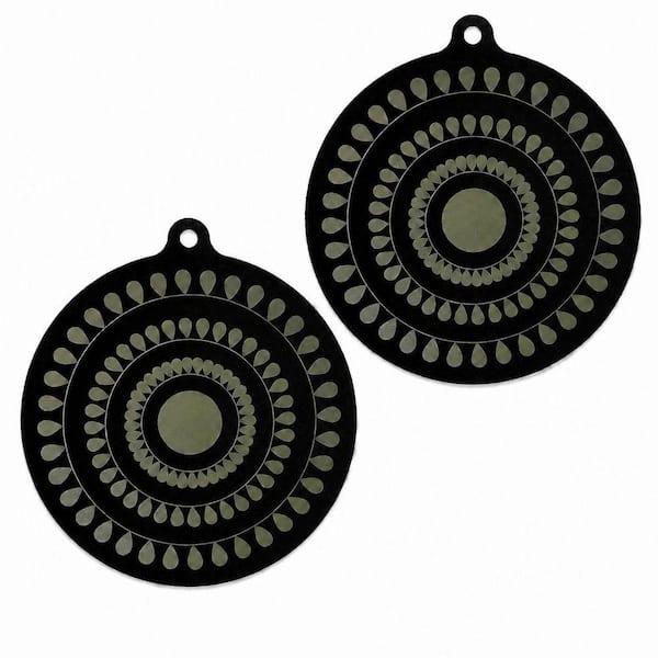9.5 Inch Black Silicone Induction Cooktop Protector Mat Set for Slip Resistance and Surface Protection