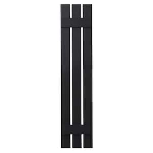 12 in. x 51 in. Polypropylene 3-Board Open Board and Batten Shutters Pair in Black