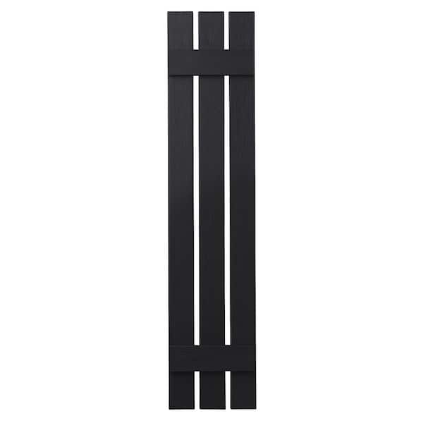 Ply Gem 12 in. x 51 in. Polypropylene 3-Board Open Board and Batten Shutters Pair in Black