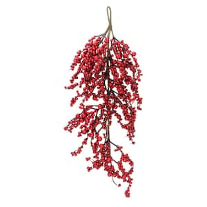 24 in. Red Berries Unlit Artificial Christmas Swag Teardrop