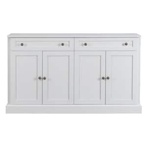58.3-in. W x 15.7-in. D x 33.9-in. H Antique White MDF Ready to Assemble Corner Type Kitchen Cabinet Sideboard
