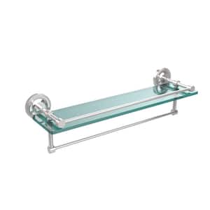 22 in. L x 5 in. H x 5 in. W Clear Glass Bathroom Shelf with Towel Bar in Polished Chrome