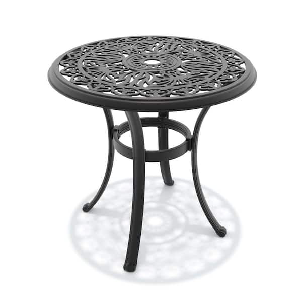 All-weather Black Round Cast Aluminum Outdoor Patio Bistro Table