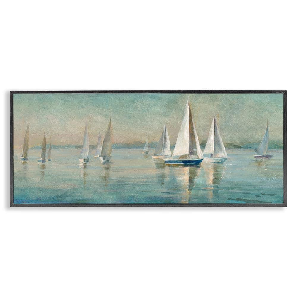 Stupell Industries Panoramic Sailing at Sunrise by Danhui Nai Black ...